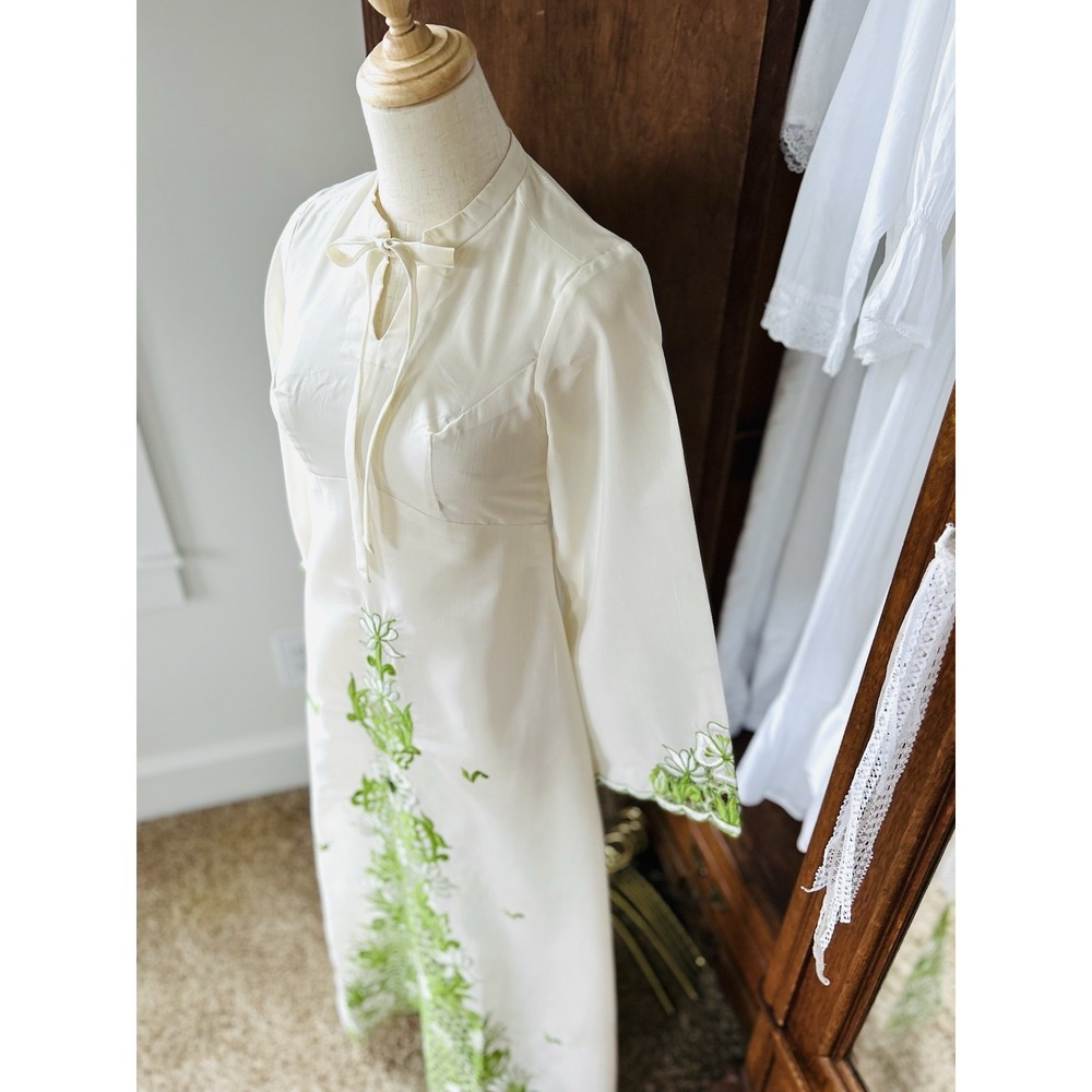 Vintage 70s Boho Lace Dress Size Small Maxi Cottage Core Victorian - Picture 4 of 13